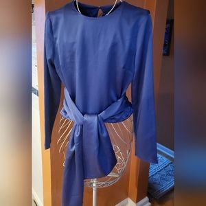 Blue/periwinkle silky crop blouse